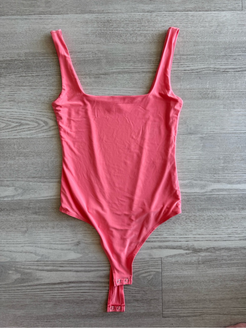Pink Square-Neck One-Piece Bodysuit